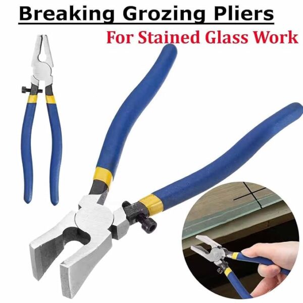 8 Inch Blue Non-slip Handle Breaking/Cutting Glass Pliers Stained Glass Tools - Image 3